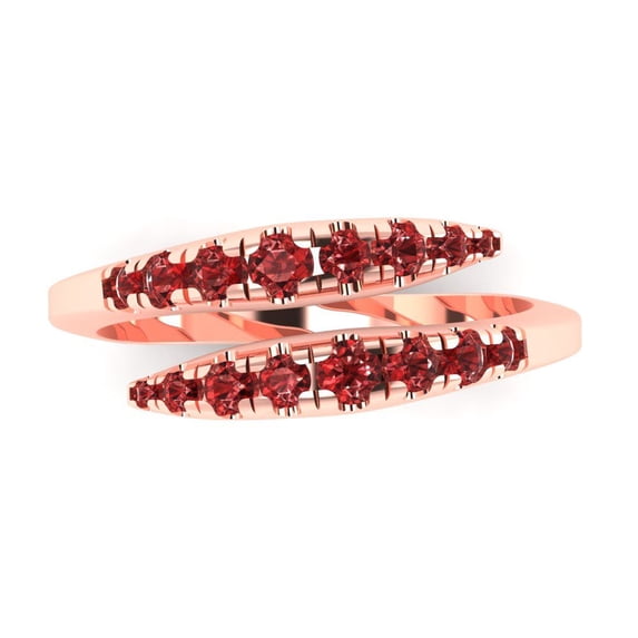 0.44 ct Brilliant Round Cut Natural Garnet 18K Rose Gold Band SZ 6