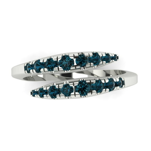 0.235 ctw Wedding Band for Women - 18K White Gold Natural London Blue Topaz Stackable Eternity Ring