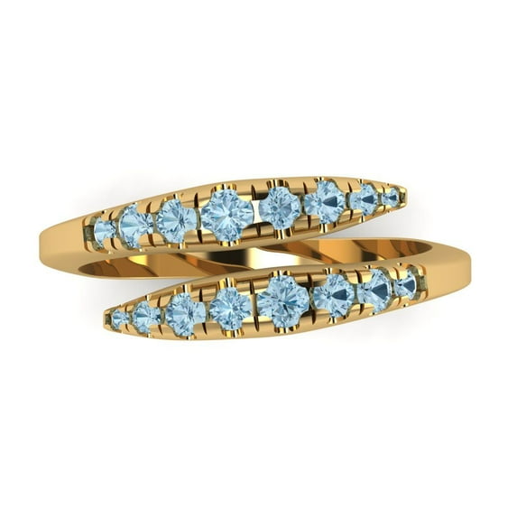 0.44 ct Brilliant Round Cut Natural Swiss Blue Topaz 14k Yellow Gold Band SZ 11