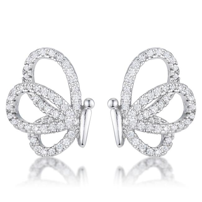 0.45 CT Cubic Zirconia Butterfly Stud Earrings - Clear