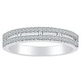 thumbnail image 1 of AFFY 0.45 Carat (Cttw) Round Cut White Natural Diamond Two Row Anniversary Engagement Ring In 14k Solid White Gold Ring Size-5, 1 of 1