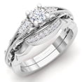 thumbnail image 1 of 0.45 Carat (Ctw) 10K White Gold Round Cut White Diamond Ladies Bridal Vintage Style Millgrain Engagement Ring Matching B, 1 of 4