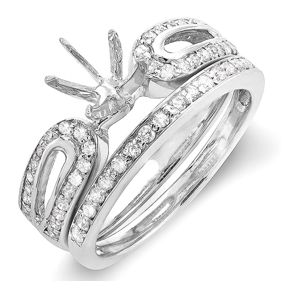 0.45 Carat (Ctw) 14k White Gold Round Diamond Ladies Bridal Semi Mount Ring Set (No Center Stone)