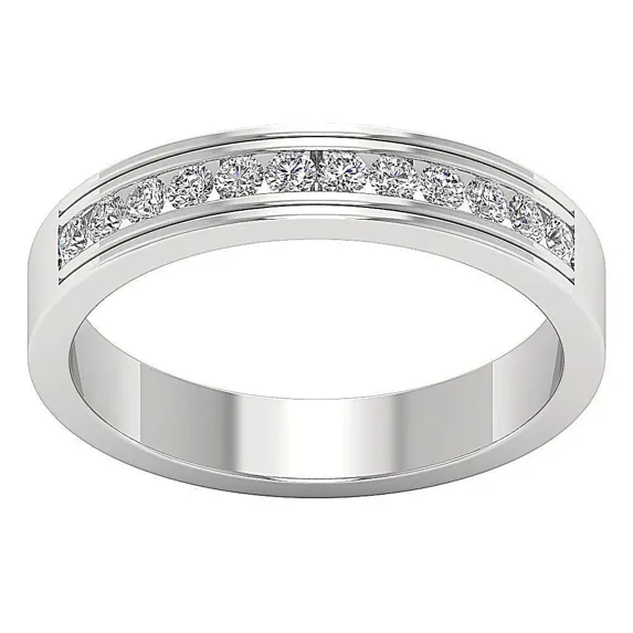 "0.45 Carat Genuine Diamond 14K White Gold Plated Anniversary Wedding Ring | 4.10MM 925 Sterling Silver"