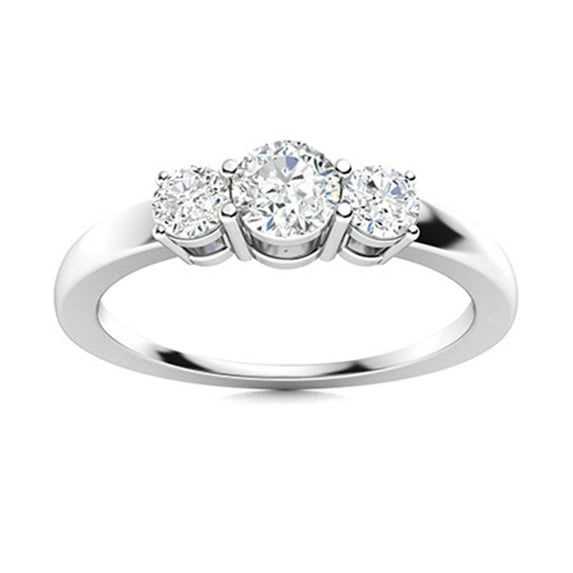 0.45 Carat Moissanite Diamond E Color VS1 Clarity Brilliant Cut 925 Sterling Silver Three Stone Round Shape Minimalist Women Valentines Day Gifts Ring