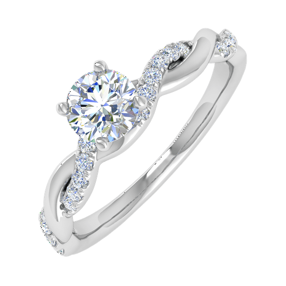 0.45 Carat Prong Set Solitaire Diamond Engagement Ring Band in 14K White Gold (Ring Size 4.75)