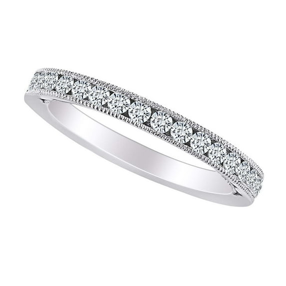 AFFY 0.45 Carat Round Shape White Natural Diamond Engagement Ring 18k Solid White Gold Ring Size-7