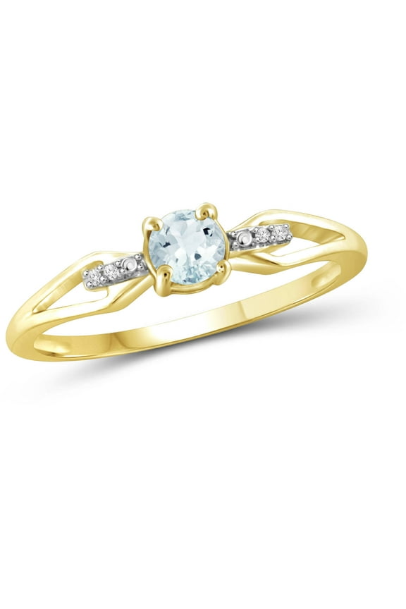 0.45 Carat T.G.W. Aquamarine Gemstone and White Diamond Accent Gold over Sterling Silver Ring