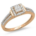 thumbnail image 1 of 0.45 Carat (ctw) 10K Rose Gold Princess & Round Cut Diamond Ladies Split Shank Bridal Engagement Ring 1/2 CT, 1 of 1