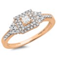 thumbnail image 1 of 0.45 Carat (ctw) 10K Rose Gold Princess & Round Diamond Ladies Bridal Halo Engagement Ring 1/2 CT, 1 of 1