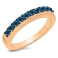 thumbnail image 1 of 0.45 Carat (ctw) 10K Rose Gold Round Cut Blue Diamond Ladies Anniversary Wedding Band Stackable Ring 1/2 CT, 1 of 1