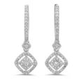 thumbnail image 1 of 0.45 Carat (ctw) 10K White Gold Round White Diamond Ladies Cluster Dangling Drop Earrings 1/2 CT, 1 of 1