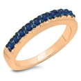 thumbnail image 1 of 0.45 Carat (ctw) 14K Rose Gold Round Cut Blue Sapphire Ladies Anniversary Wedding Band Stackable Ring 1/2 CT, 1 of 1