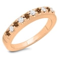thumbnail image 1 of 0.45 Carat (ctw) 14K Rose Gold Round Cut Champagne & White Diamond Ladies Anniversary Wedding Band Stackable Ring 1/2 CT, 1 of 1