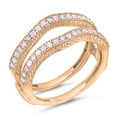 thumbnail image 1 of 0.45 Carat (ctw) 14K Rose Gold Round Pink Sapphire & White Diamond Ladies Anniversary Wedding Band Millgrain Guard Doubl, 1 of 1