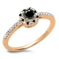 thumbnail image 1 of 0.45 Carat (ctw) 18K Rose Gold Round Cut Black & White Diamond Ladies Halo Style Bridal Engagement Ring 1/2 CT, 1 of 1