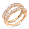 thumbnail image 1 of 0.45 Carat (ctw) 18K Rose Gold Round Pink Sapphire Ladies Anniversary Wedding Band Millgrain Guard Double Ring 1/2 CT, 1 of 1