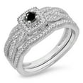 thumbnail image 1 of 0.45 Carat (ctw) 18K White Gold Round White & Black Diamond Ladies Bridal Halo Engagement Ring With Matching Band Set 1/, 1 of 1