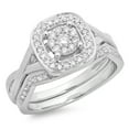 thumbnail image 1 of 0.45 Carat (ctw) 18K White Gold Round White Diamond Ladies Bridal Split Shank Engagement Ring Matching Band Set 1/2 CT, 1 of 5