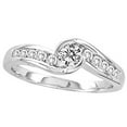 thumbnail image 1 of 0.45 Carat (ctw) 18K White Gold Round White Diamond Ladies Twisted Bridal Engagement Promise Ring 1/2 CT, 1 of 1
