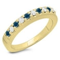 thumbnail image 1 of 0.45 Carat (ctw) 18K Yellow Gold Round Cut Blue & White Diamond Ladies Anniversary Wedding Band Stackable Ring 1/2 CT, 1 of 1