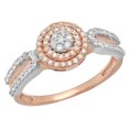 thumbnail image 1 of 0.45 Carat (ctw) Two Tone Rose Gold Plated 10K White Gold Round White Diamond Ladies Swirl Split Shank Bridal Cluster En, 1 of 1