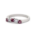 thumbnail image 1 of 0.45 Ct Round Excellent Cut Red Ruby Natural Diamond Unique Half Eternity Band for Wedding 14K White Gold Size 11, 1 of 7