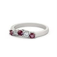 thumbnail image 1 of 0.45 Ct Round Excellent Cut Red Ruby Natural Diamond Unique Half Eternity Band for Wedding 14K White Gold Size 4.5, 1 of 7