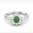 thumbnail image 1 of 0.45 Cts Oval Emerald 925 Sterling Silver Solitaire Halo Engagement Women Valentines Day Gifts Ring, 1 of 3
