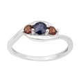 thumbnail image 1 of 0.45 Ctw Oval Shape Blue Sapphire Gemstone 925 Sterling Silver Three Stone Women Promise Ring, 1 of 7