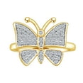 thumbnail image 1 of AFFY 0.45 Ctw Round Cut Natural Diamond Butterfly Engagement Ring In 10k Solid Yellow Gold (I-J Color, I2-I3 Clarity), 1 of 1