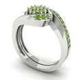 thumbnail image 1 of 0.45 ct Brilliant Round Cut Natural Peridot 18K White Gold Solitaire with Accents Engagement Bridal Wedding Ring Band Set size 4.5, 1 of 7