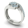 thumbnail image 1 of Clara Pucci 18K White Gold Round Cut 0.025Ct Natural Sky Blue Topaz Engagement Ring + Matching Band - Luxury Box Included, 1 of 7