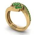 thumbnail image 1 of 0.45 ct Brilliant Round Cut Emerald 14K Yellow Gold Solitaire with Accents Engagement Bridal Wedding Ring Band Set size 8.25, 1 of 7