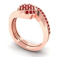 thumbnail image 1 of 0.45 ct Brilliant Round Cut Ruby 18K Rose Gold Solitaire with Accents Engagement Bridal Wedding Ring Band Set size 4, 1 of 7