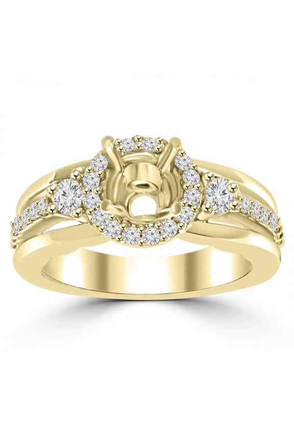 0.45 ct Ladies Round Cut Diamond Semi Mounting Engagement Ring in 14 kt Yellow Gold