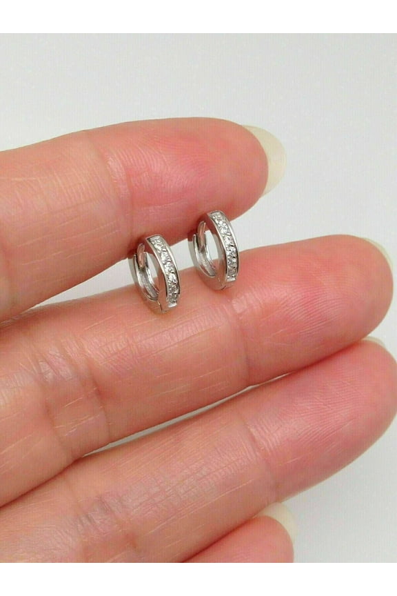 0.45Ct Round Cut Lab Created Diamond Small Huggie Hoop Earrings 14k White Gold Plated