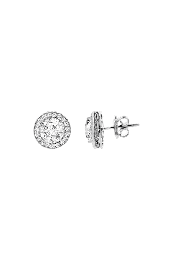 0.45Ct Round Cut White Diamond Stud Push Back Earring 14K White Gold Plated For Women's - Valentines day Gift for Her