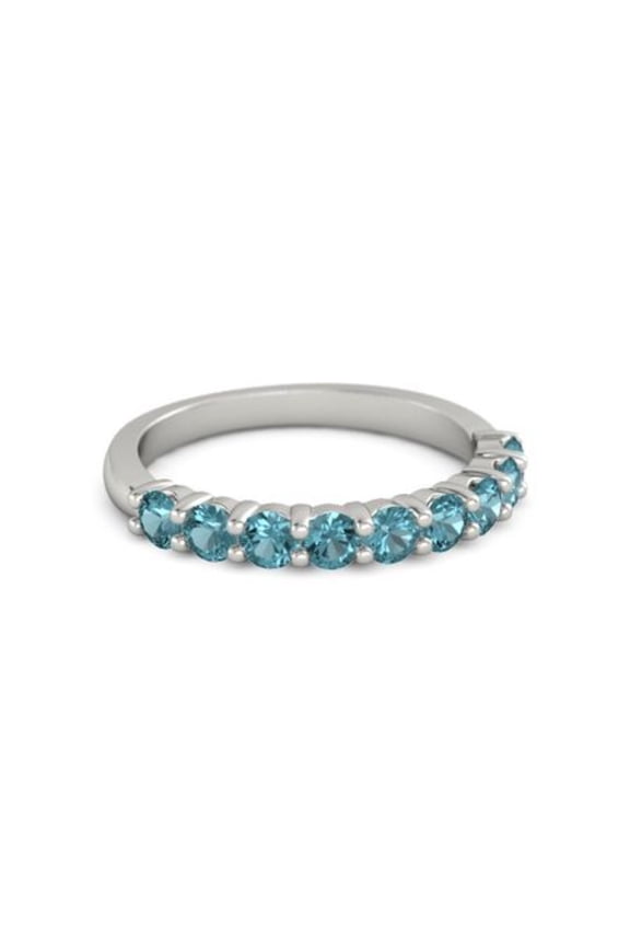 0.45ct Round Cut Blue Topaz Eternity Band Ring 925 Sterling Silver Wedding Ring Jewelry Size:- 11.5
