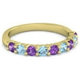 thumbnail image 1 of 0.45ct Round Cut Purple Amethyst Topaz Eternity Band Ring Yellow Gold Plated Valentine Day Sale Jewelry Size:- 6.5, 1 of 4