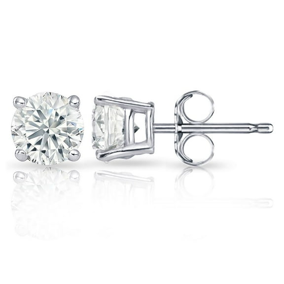 0.45ct Round Diamond Stud Earring in 14K White Gold Color-IJK, Clarity-I3