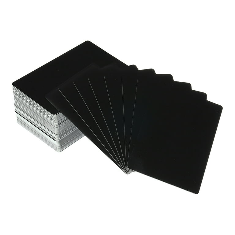 0.45mm Metal Business Cards Laser Engraving Aluminum Name Card, 100pcs - Black