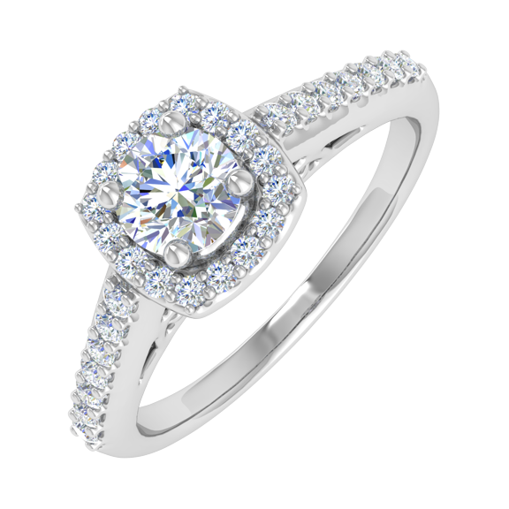 0.46 Carat Prong Set Diamond Engagement Ring Band in 14K White Gold (Ring Size 6)