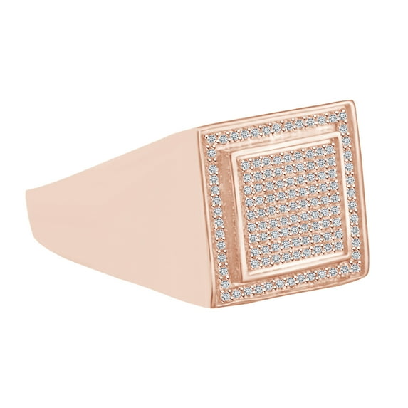 AFFY 0.46 Carat Round Shape Yellow Natural Diamond Men's Wedding Engagement Ring 10K Solid Gold