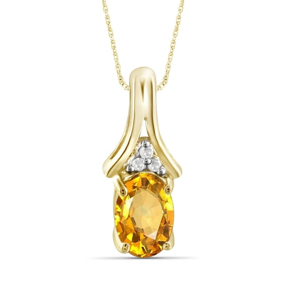 0.46 Carat T.G.W. Citrine Gemstone and White Diamond Accent Pendant