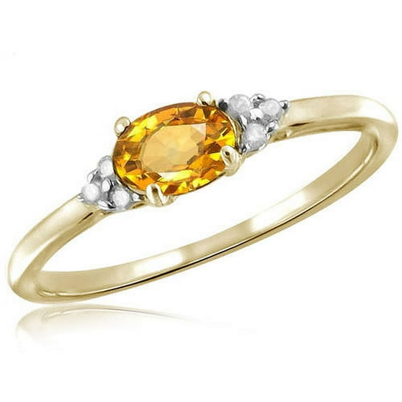 0.46 Carat T.G.W. Citrine Gemstone and White Diamond Accent Ring