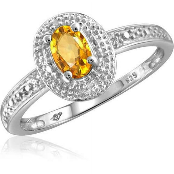 0.46 Carat T.G.W. Citrine Gemstone and White Diamond Accent Ring