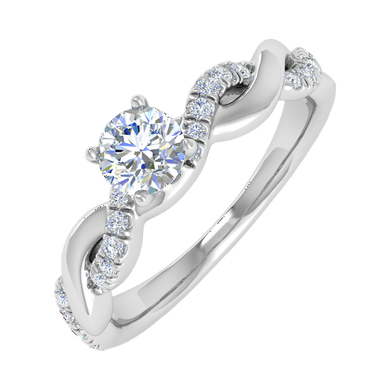 0.47 Carat Diamond Twisted Engagement Ring in 14K White Gold (Ring Size 4.5)