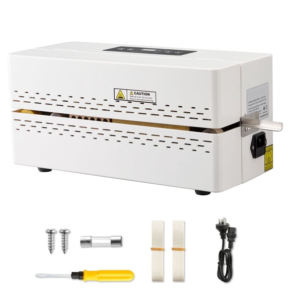 Continuous Band Sealing Machine with 0.32-0.47 Inch Adjustable Seal Width, 400W Automatic Heat Sealer, Digital Temperature Control and Auto Shutdown for Plastic, Foil and Kraft Paper Bags