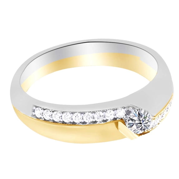 AFFY 0.47 Ct White Natural Diamond Engagement Ring in 14k Yellow Gold Ring Size - 12